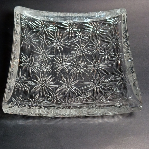 Vintage Clear Glass Square Candy Dish/ Bowl 8" - Picture 2 of 3